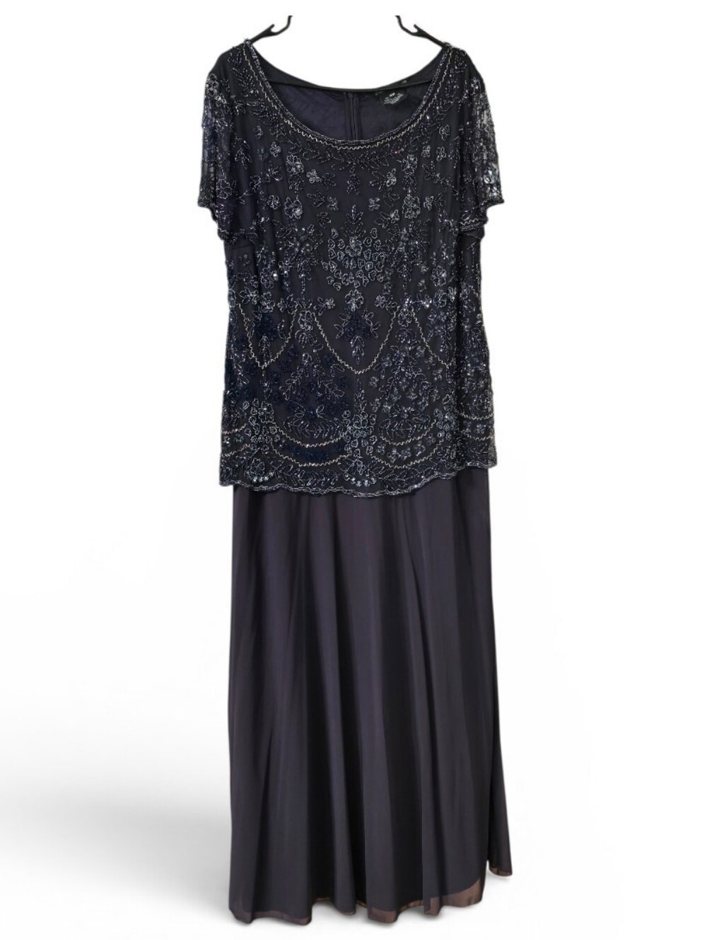 Embellished Beaded Dark Purple Evening Dress